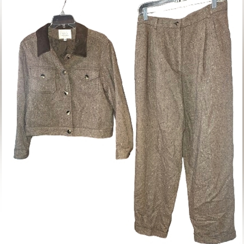 Vintage Field Manor Tweed Tan Pants & Jacket Set M/14